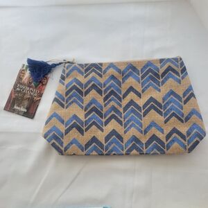 Neiman Marcus Fashion For Change Burlap Zipper Pouch Clutch NEW